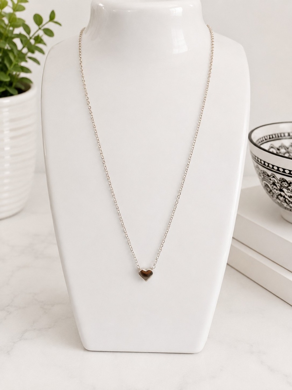 Delicate Heart Pendant Necklace in Silver-Tone